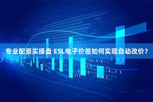 专业配资实操盘 ESL电子价签如何实现自动改价？